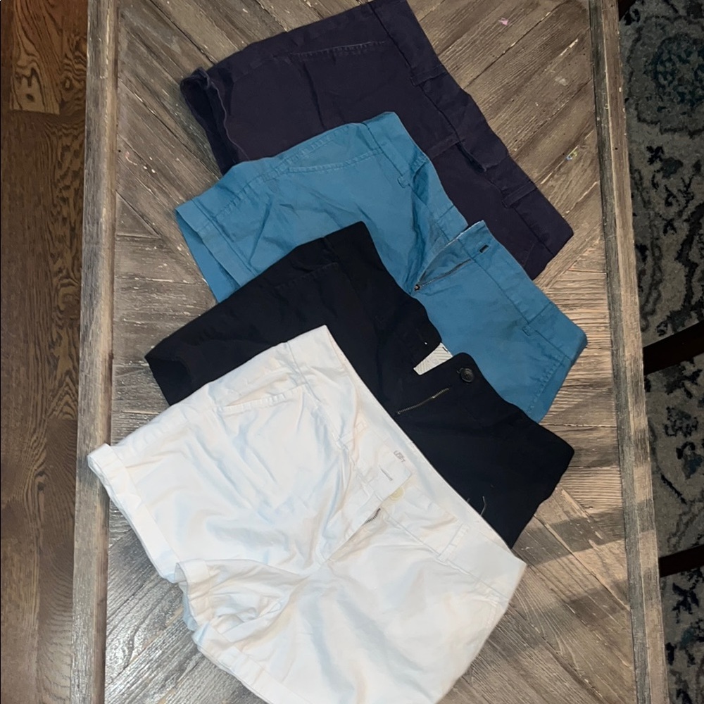 Set of Four Casual Shorts in Blue, Black, and White